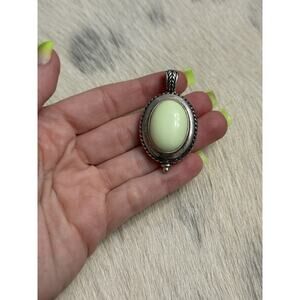 Vintage Joseph Esposito Espo SIG Sterling Silver Green Stone Pendant Enhancer